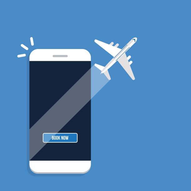 在线预订您的航班，智能手机订票应用程序，矢量插图图片下载