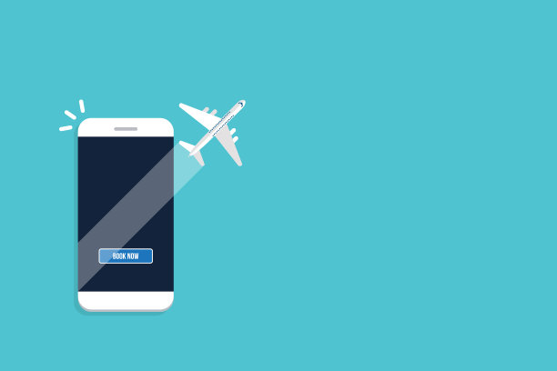 在线预订您的航班，智能手机订票应用程序，矢量插图图片下载