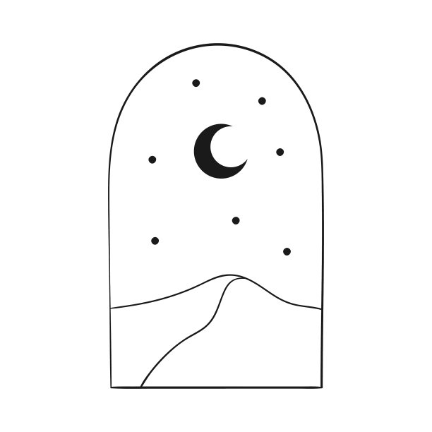 波西米亚现代拱门标志设计新月图片下载