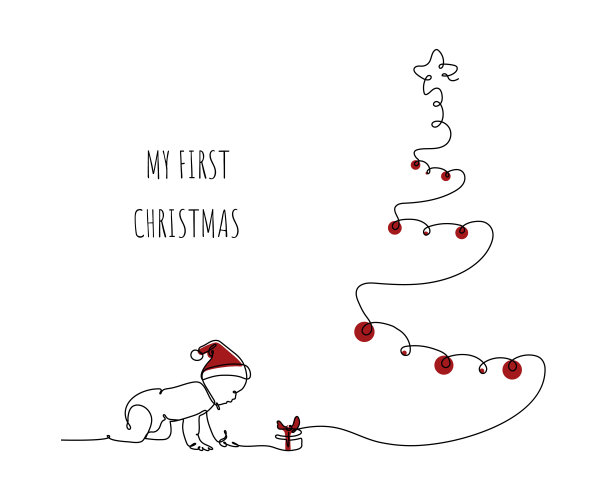 一个带着圣诞礼物的可爱孩子的剪影。图片下载