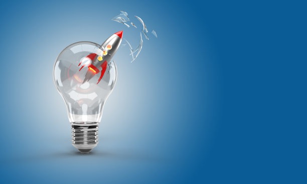 启动插图，进入想法灯泡，3D渲染图片下载