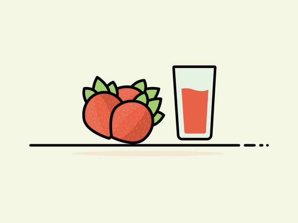 草莓冰沙或果汁，放在一个透明的玻璃杯里，旁边放几个草莓图片下载