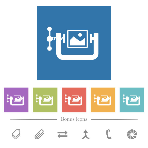 图像压缩固体平面白色图标在方形背景图片下载