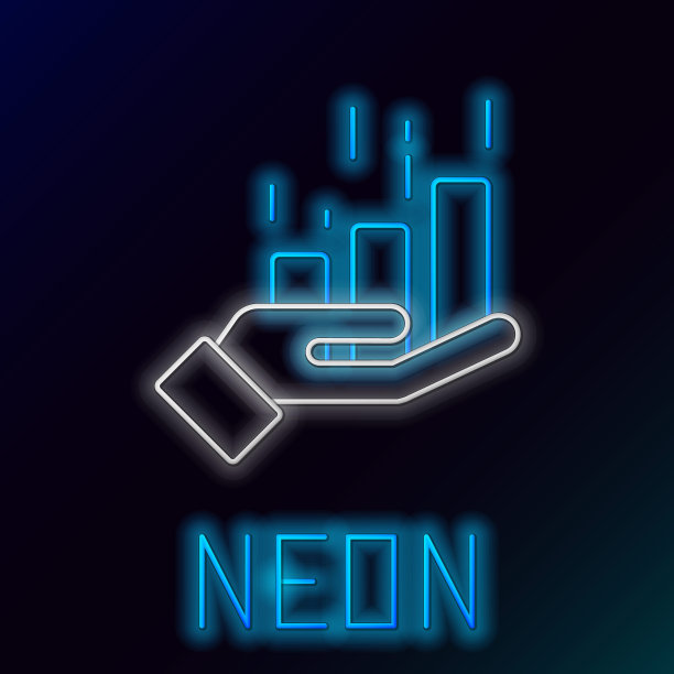 发光的霓虹灯线财务增长增加图标孤立在黑色背景。增加收入。色彩斑斓的轮廓的概念。向量图片下载