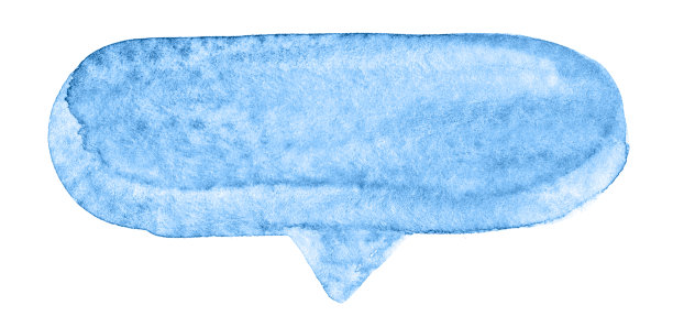 语音泡泡淡蓝色，水彩手绘，语音泡泡贴纸标签用于说话和说话聊天图片下载