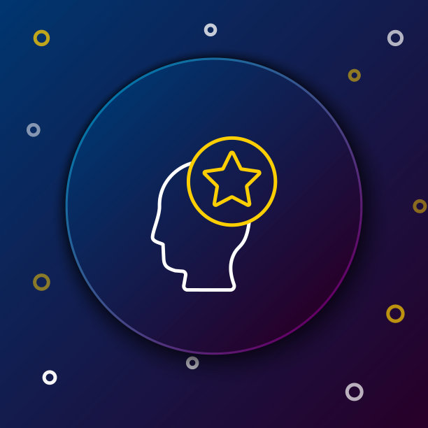 线美国头图标孤立在蓝色背景。美利坚合众国。独立日。色彩斑斓的轮廓的概念。向量图片下载