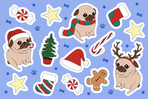 创意概念节日贴纸集圣诞节图片下载