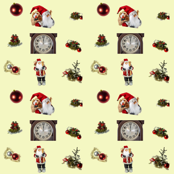 圣诞节装饰图案孤立在黄色背景上。美丽的圣诞背景。图片下载