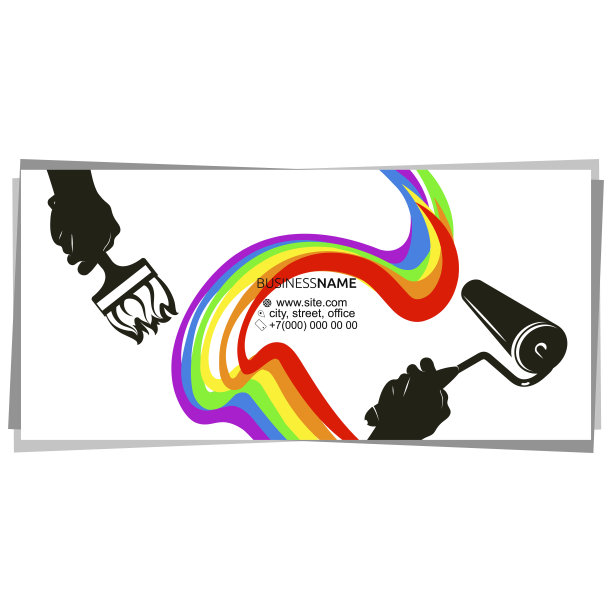 油漆工名片辊和刷子在手图片下载