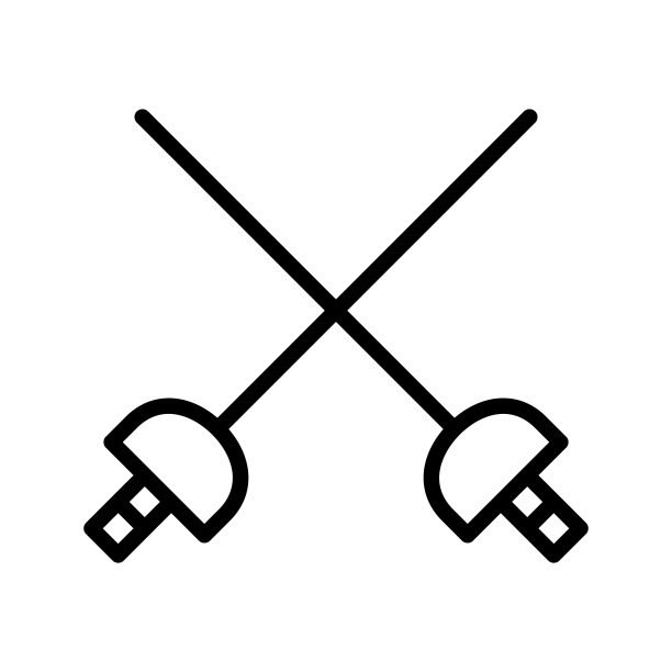 剑击剑平线图标。运动器材-交叉剑杆。轮廓标志的移动概念和网页设计，商店图片下载