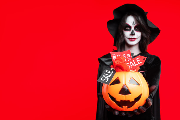 万圣节快乐派对上的糖骷髅妆图片下载