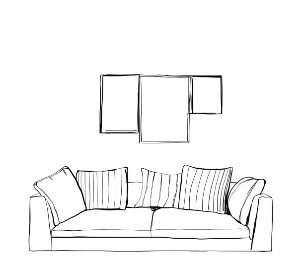 手绘的现代客厅室内草图图片下载