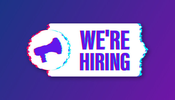 扩音器标签与我们正在雇用故障图标图片下载