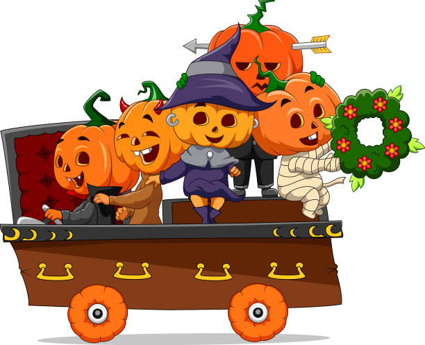 孩子们拿着南瓜头游行图片下载