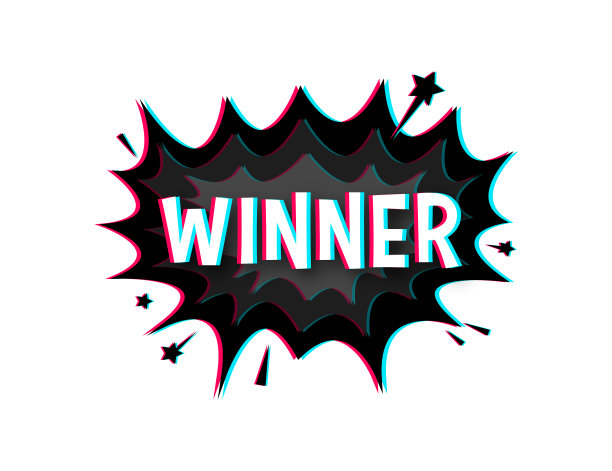 漫画演讲气泡与文本赢家故障图标图片下载