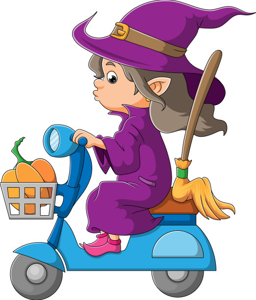 女巫骑着摩托车，南瓜在图片下载