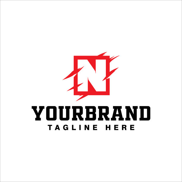 简单抽象的红色蚀刻标志设计图片下载