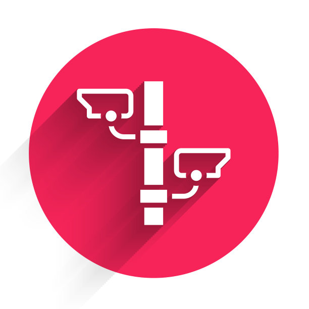 白色安全摄像头图标与长隔离图片下载