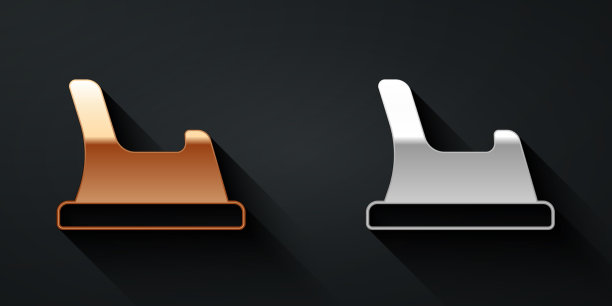 金色和银色的婴儿厕所图标孤立在黑色图片下载