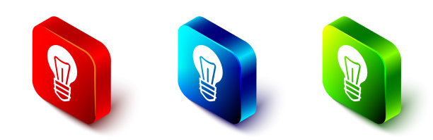 具有概念图标概念的等距灯泡图片下载