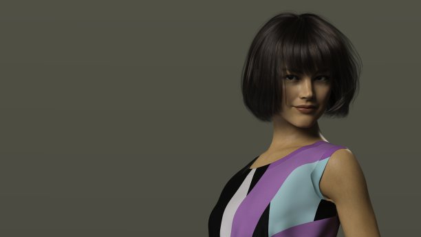 女人摆姿势。人是不真实的。她是一个3D渲染，因此不需要模型发布。图片下载