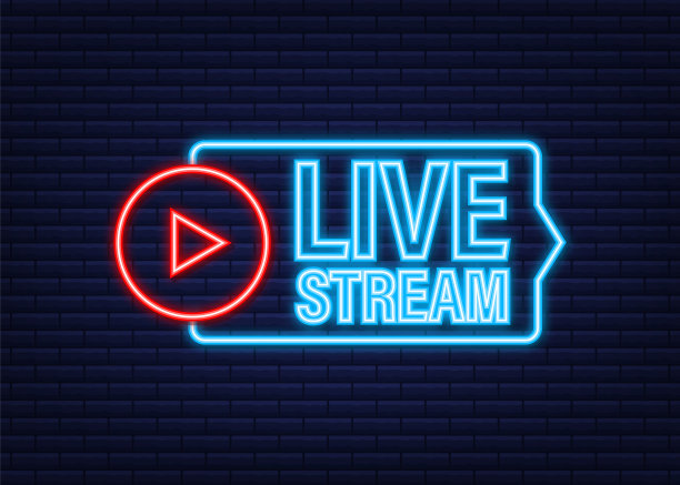 现场直播霓虹灯标志新闻和电视或在线图片下载