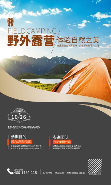 精致时尚野外露营活动宣传易拉宝设计图片下载