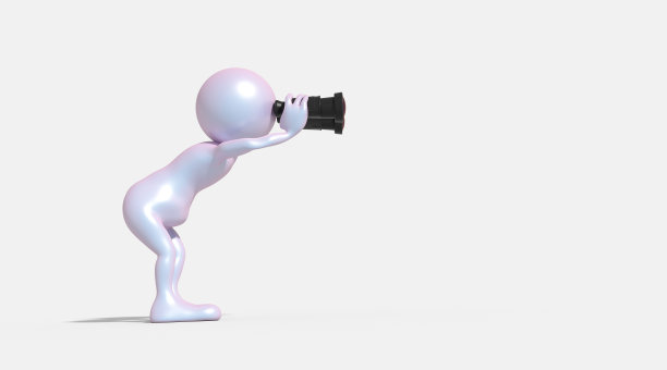 3d人通过双筒望远镜观察图片下载