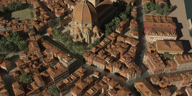 鸟瞰古董城市景观3d插图图片下载