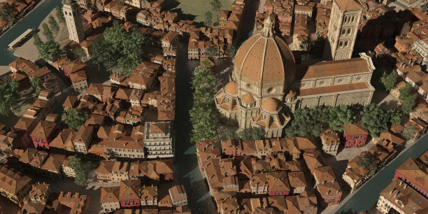 鸟瞰古董城市景观3d插图图片下载