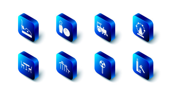 设置保龄球瓶和球玩具火车摩天轮图片下载