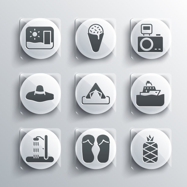 Set人字拖菠萝游轮游客图片下载