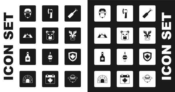 设置桨海狸动物山曲棍球图片下载