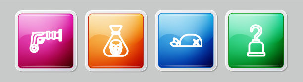 设置线复古手枪海盗硬币大手帕图片下载