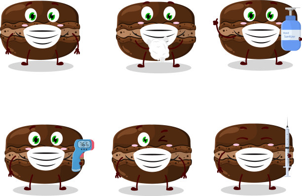 一张巧克力马卡龙卡通设计的图片图片下载