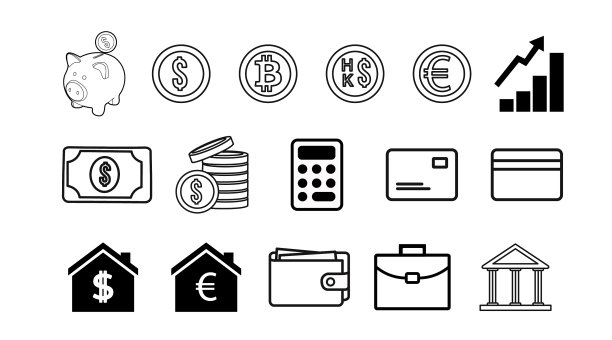 货币图标和金融图标集图片下载