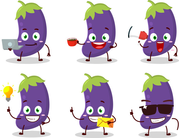 茄子有各种类型的卡通人物图片下载