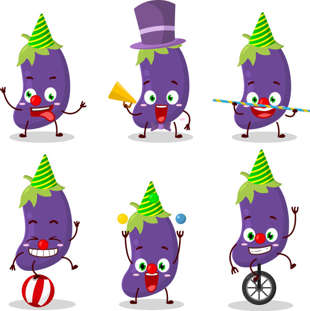 卡通人物茄子与各种马戏团图片下载