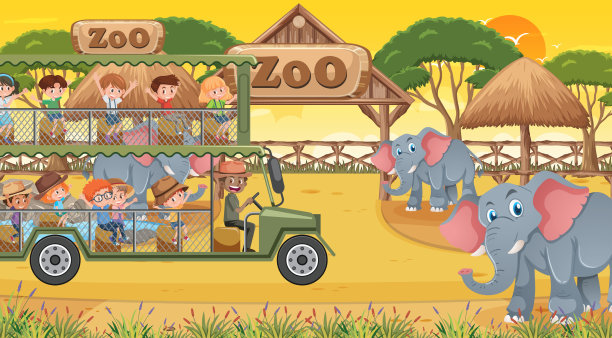 在日落时分和孩子们一起狩猎图片下载