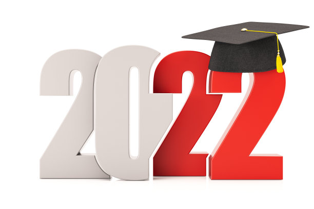 带毕业帽的新年概念2022图片下载