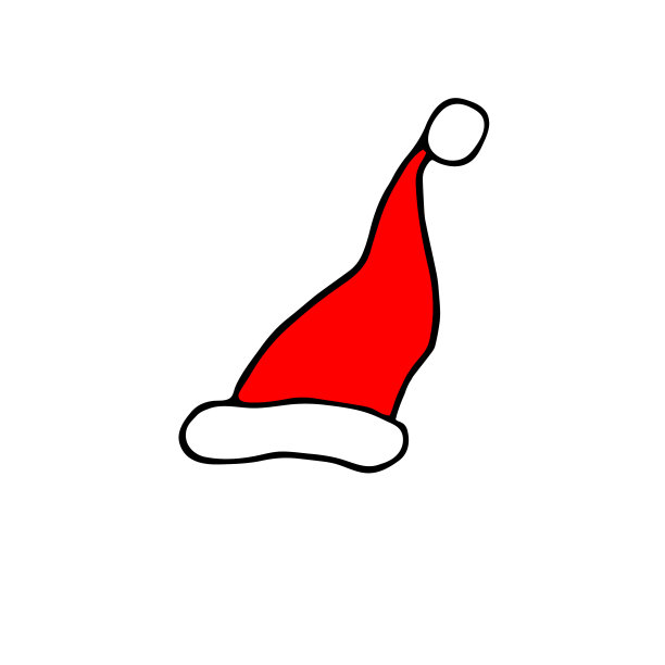 红色圣诞帽在手绘涂鸦风格上图片下载