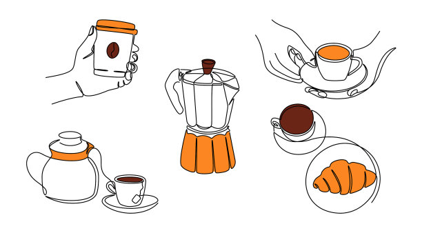 连续线咖啡一线晨饮集图片下载