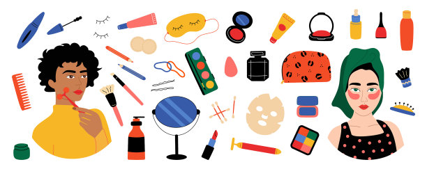 化妆集可爱女性人物与脸型皮肤图片下载