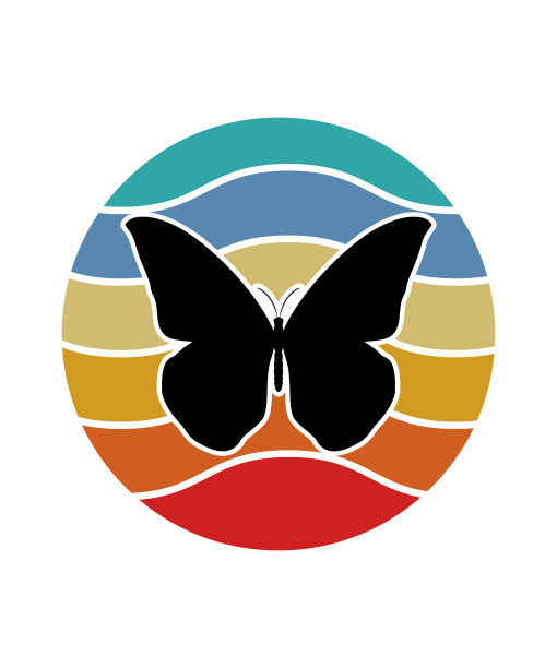 蝴蝶复古日落设计模板图片下载