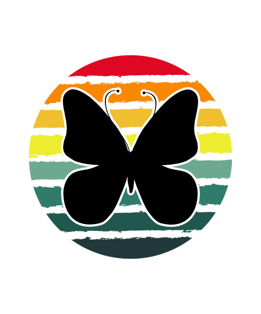 蝴蝶复古日落设计模板图片下载