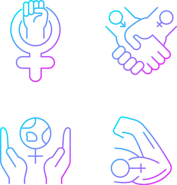 女孩力量渐变线性图标集图片下载