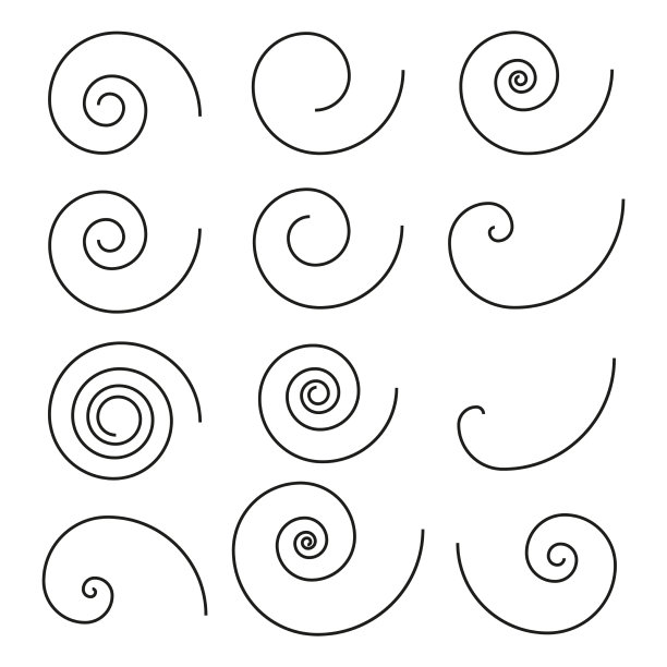 一组简单的螺旋元素图形图片下载