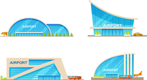 机场候机楼和飞机出租车图片下载