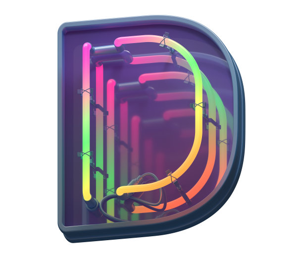 多色彩色霓虹灯字体。图片下载