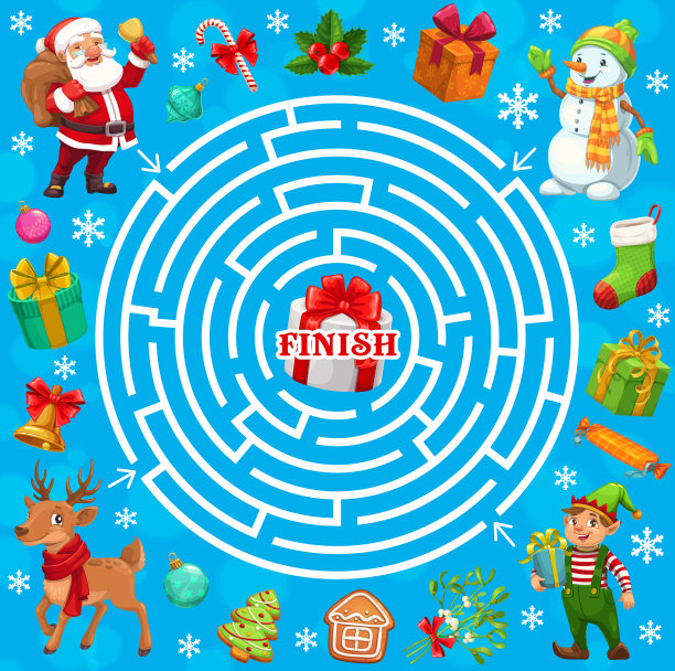 圣诞假期迷宫迷宫游戏圣诞精灵图片下载